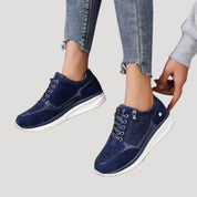 Women’s platform wedge trainers zip up sparkly casual shoes