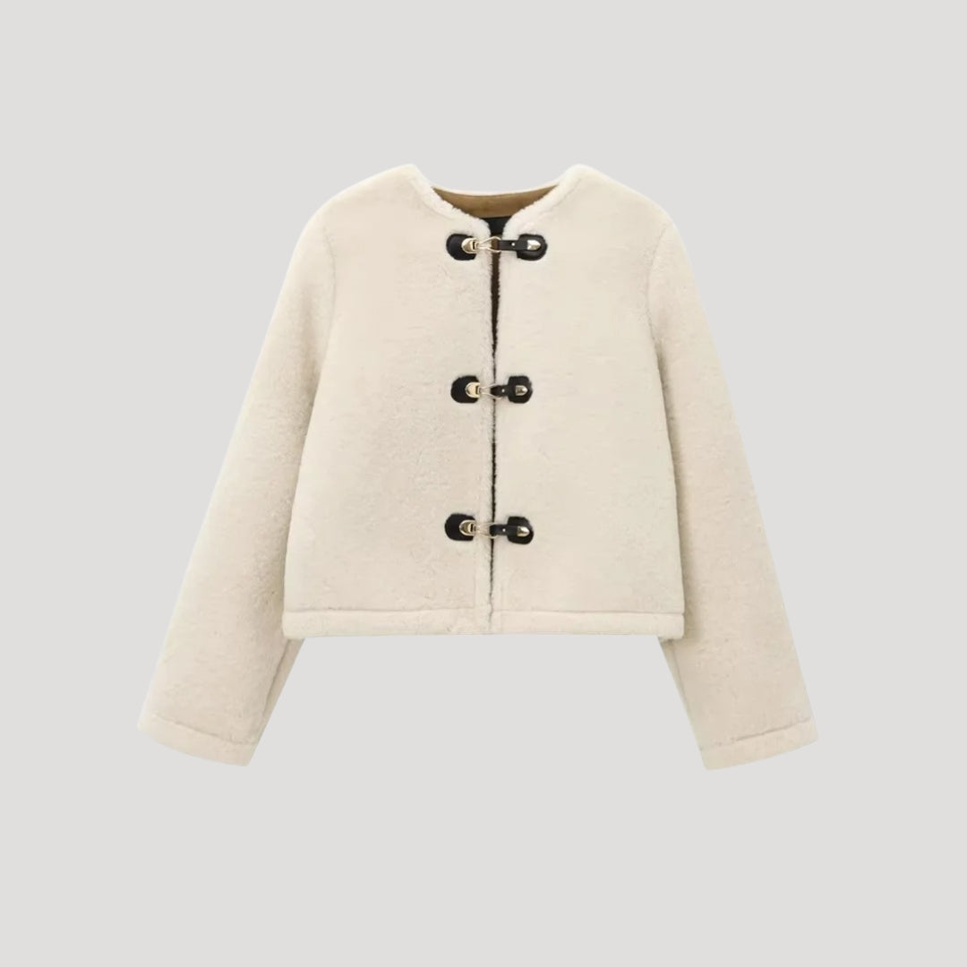 Women toggle closure fleece cardigan