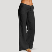 Casual linen drawstring trousers