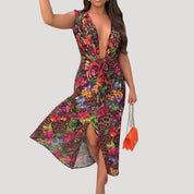 Women’s plunge sleeveless twist front bodycon midi dress