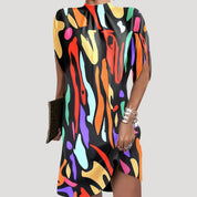 Women’s sleeveless high neck printed midi shift dress