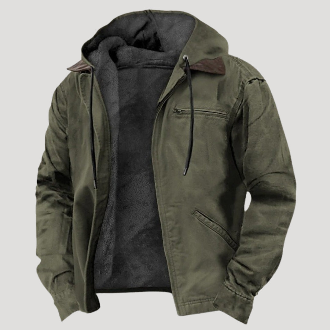 Hooded fleece-lined jacket