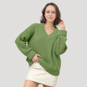 Relaxed v-neck knit sweater