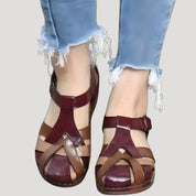 Women’s leather closed toe fisherman walking flat sandals