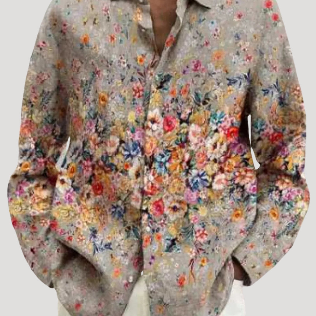 Men’s long sleeve floral printed casual shirt