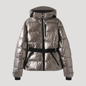 Women’s quilted waterproof belted winter puffer jacket