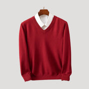 Men’s long sleeve polo sweater with shirt collar