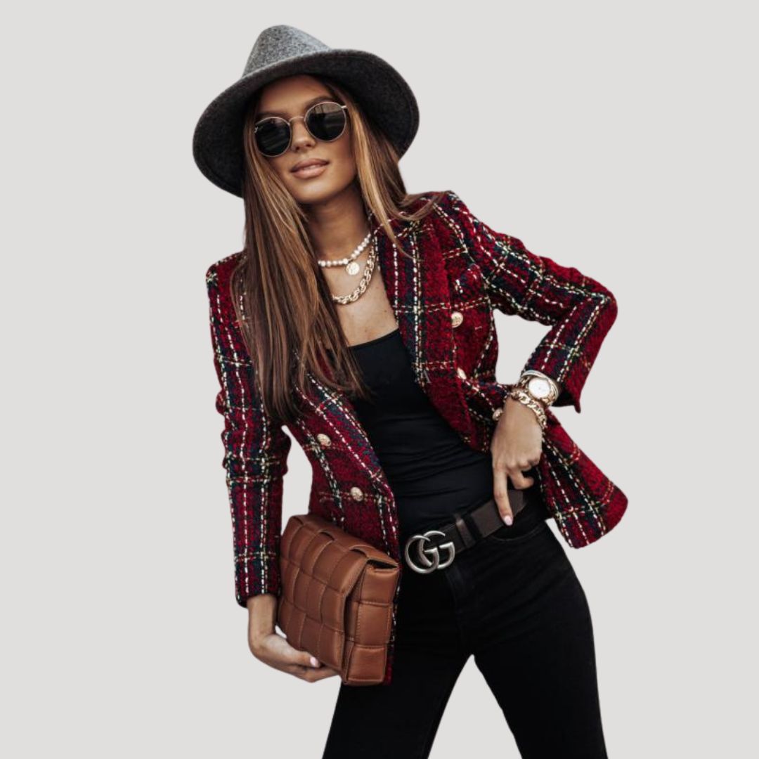 Women’s spring long sleeve double printed tailored blazer