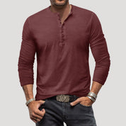 Men’s long sleeve henley top casual t shirt