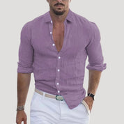 Men’s long sleeve linen button casual shirt
