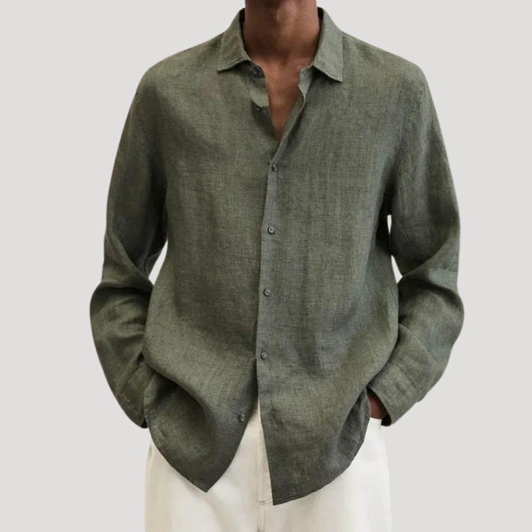 Men's summer linen shirt – long sleeve button down
