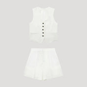 Women's linen co ord set – tailored shorts & sleeveless waistcoat