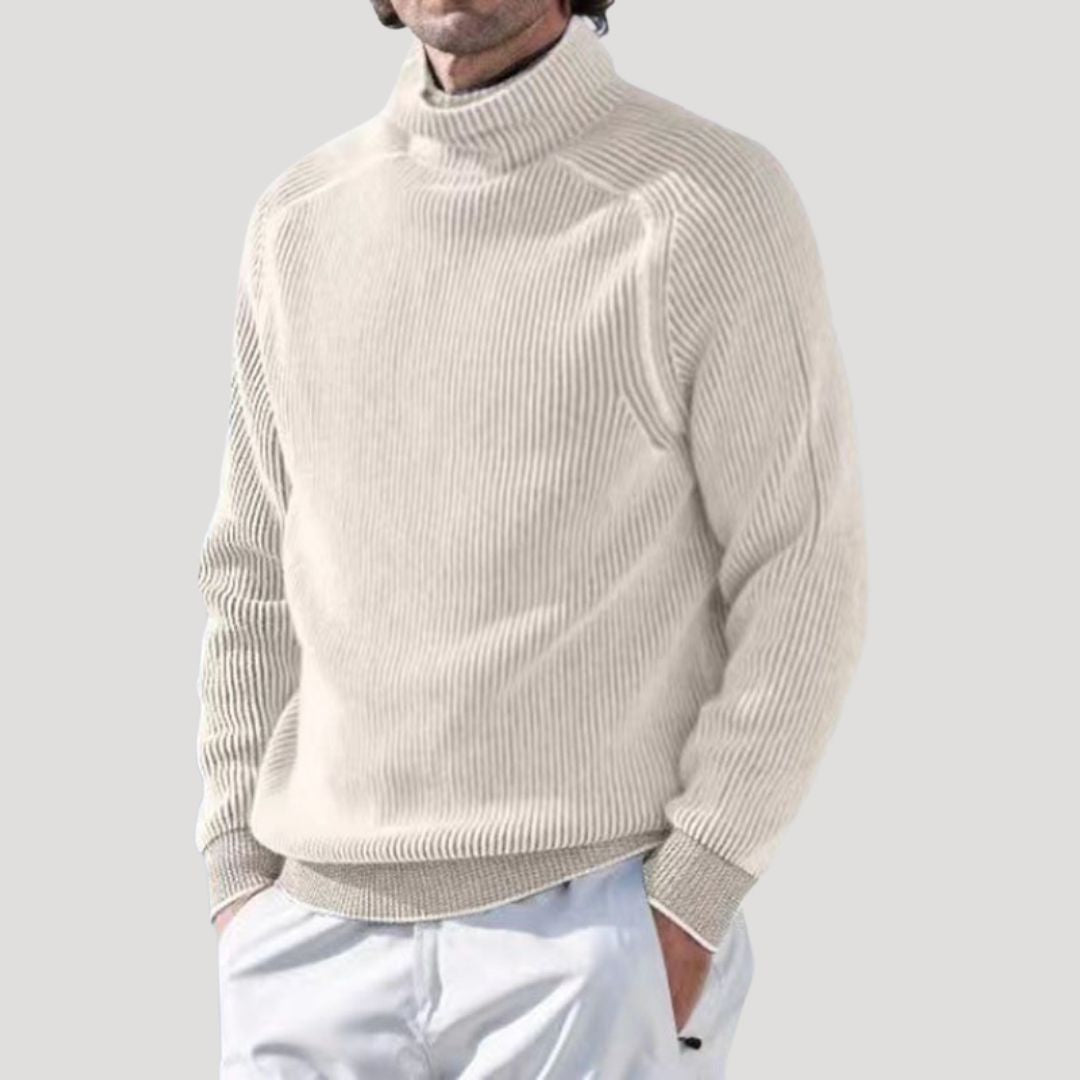 Men’s ribbed knitted winter roll neck jumper
