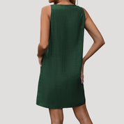 Women's sleeveless casual button-strap mini dress