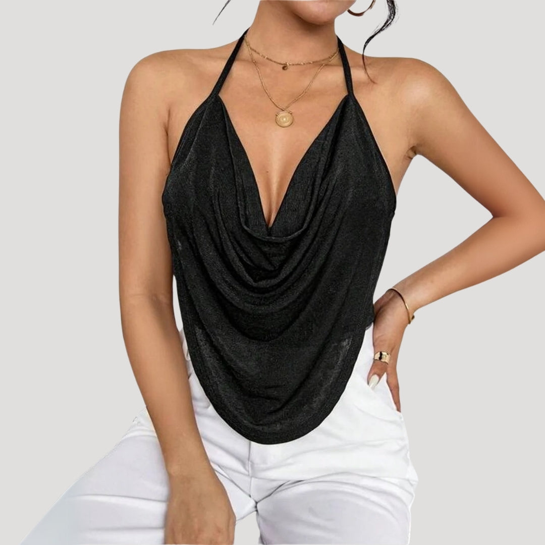 Streetwear draped halter top