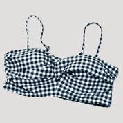 Gingham high-waisted bikini with ruched top