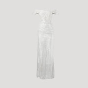 Women's off shoulder sequin maxi wedding guest dress