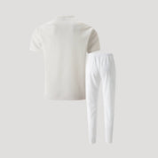 Men’s 2 piece zip polo loungewear set – summer short sleeve