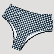 Gingham high-waisted bikini with ruched top