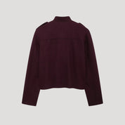 Wool-blend structured button-up jacket