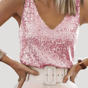 Sequin sleeveless v-neck party top