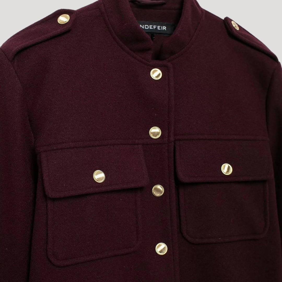 Wool-blend structured button-up jacket