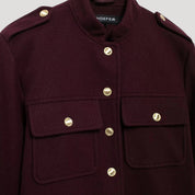 Wool-blend structured button-up jacket