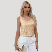 Sequin sleeveless v-neck party top