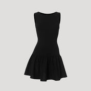 Sleeveless black drop-waist dress