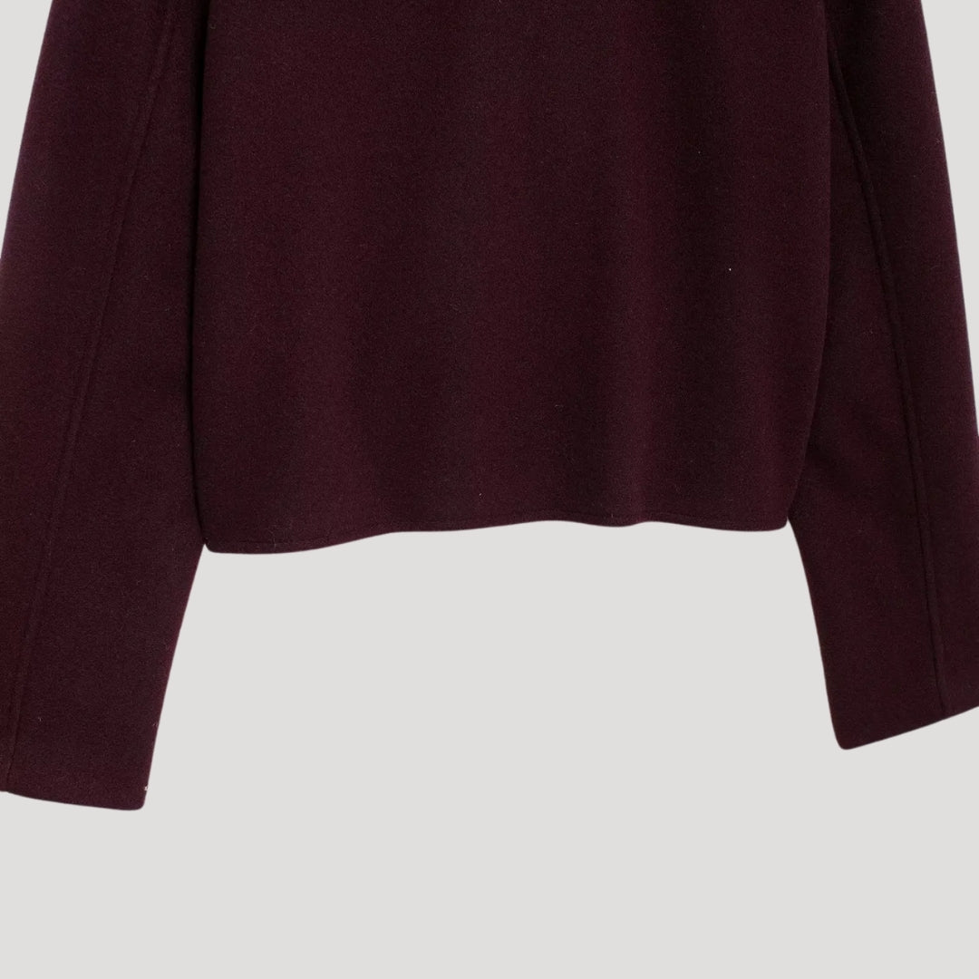 Wool-blend structured button-up jacket