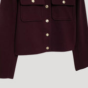 Wool-blend structured button-up jacket