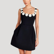 Floral applique A-line mini dress