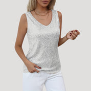 Sequin sleeveless v-neck party top