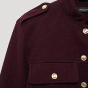 Wool-blend structured button-up jacket