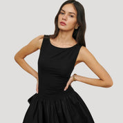 Sleeveless black drop-waist dress