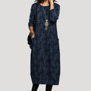 Women’s long sleeve patterned midi dress