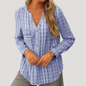 Striped button-up casual blouse