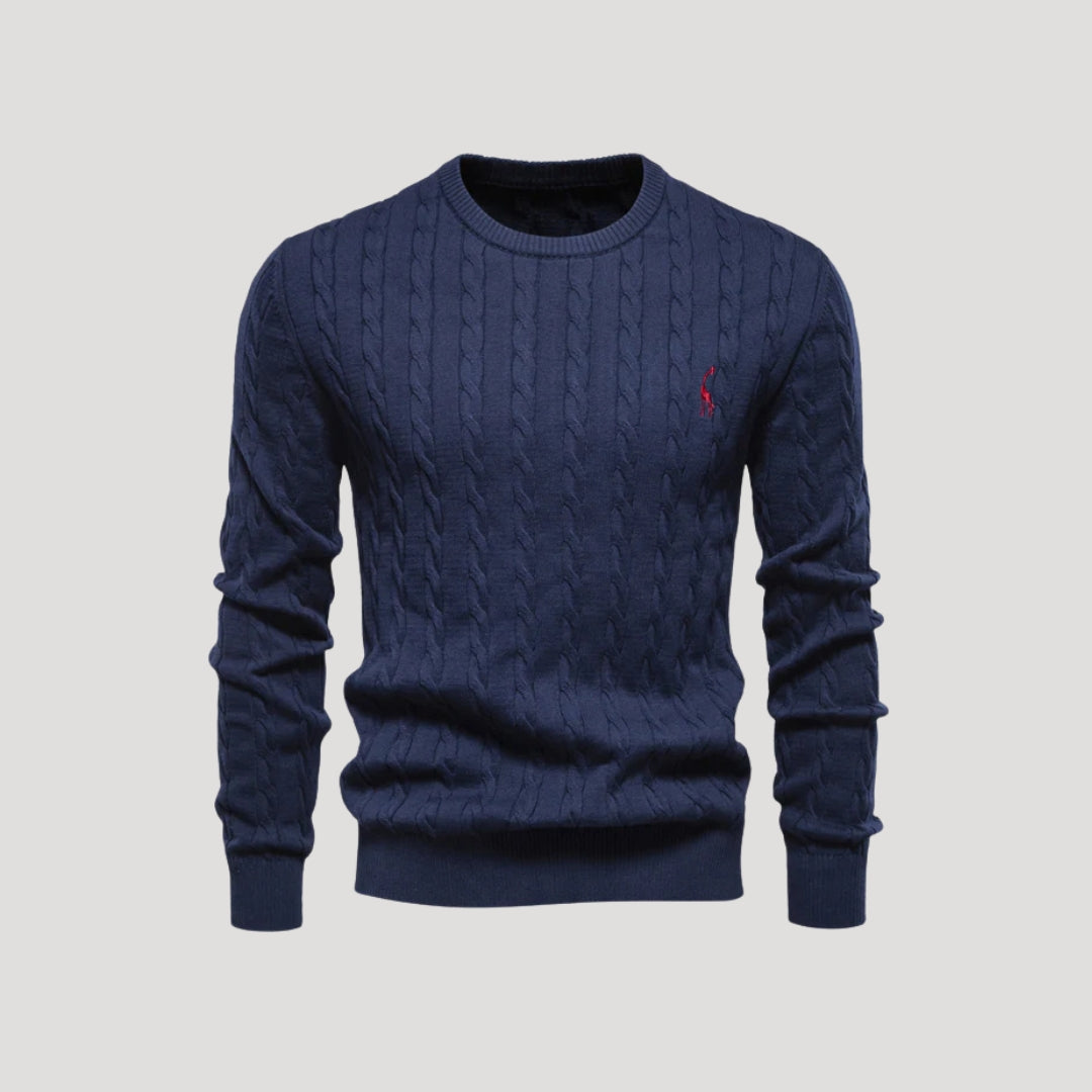 Men cable-knit cotton sweater