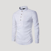 Men’s grandad collar long sleeve casual pullover shirt