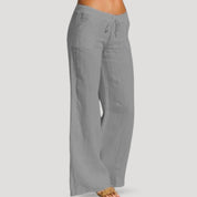 Casual linen drawstring trousers