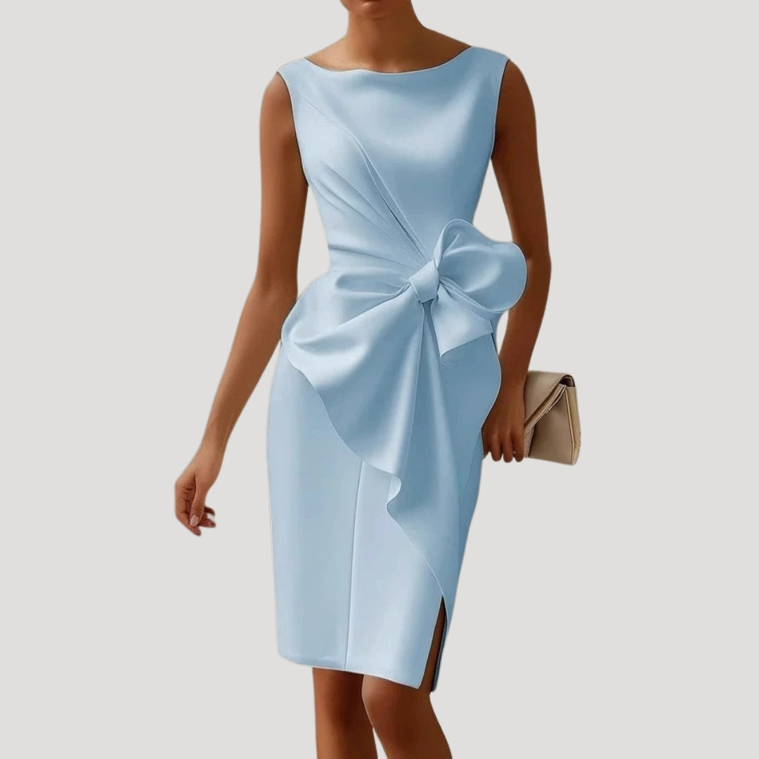 Women’s sleeveless wrap midi dress with bow