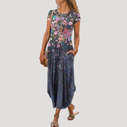 Women’s floral short sleeve tailored midi dress