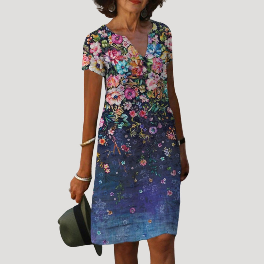 Women’s floral short sleeve midi day dress