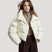 Women’s cropped puffer jacket quilted padded winter coat