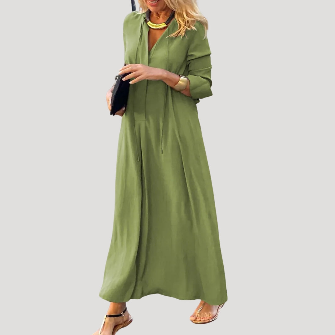 Women's summer dresses long sleeve v neck maxi Noir & Pearl Women's summer dresses long sleeve v neck maxi Noir & Pearl