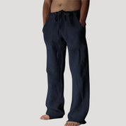 Men’s linen drawstring casual wide leg trousers