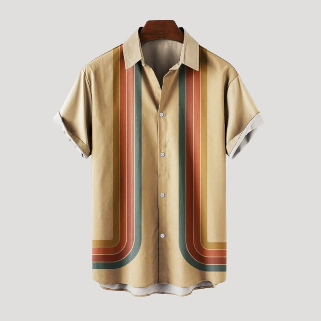 Men’s short sleeve striped patterned button shirt