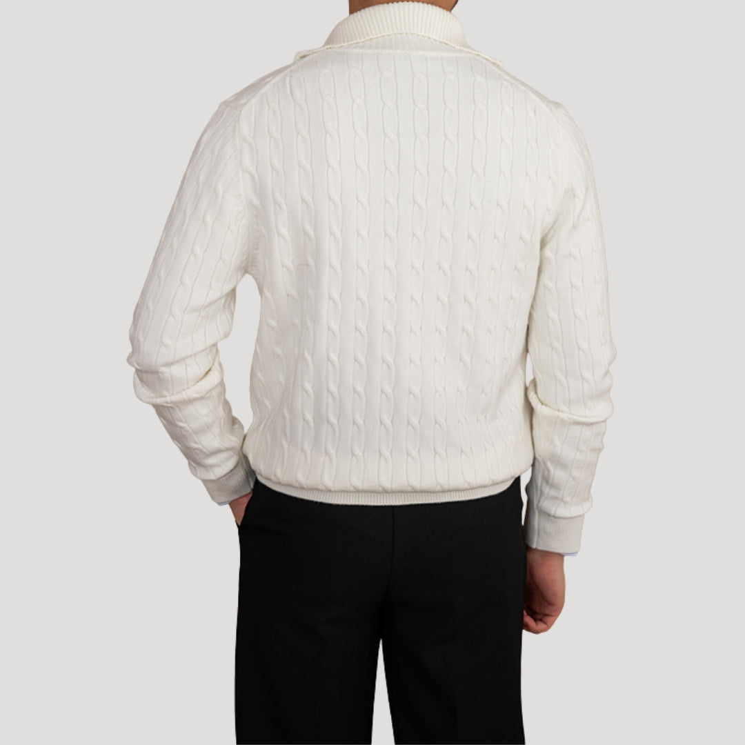 Men’s knitted jumper cable knit zip neck winter sweater