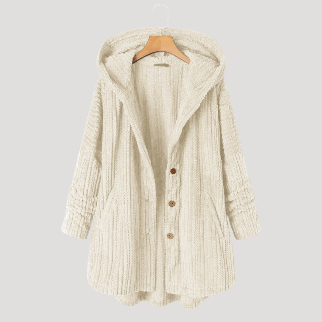 Cozy hooded textured coat