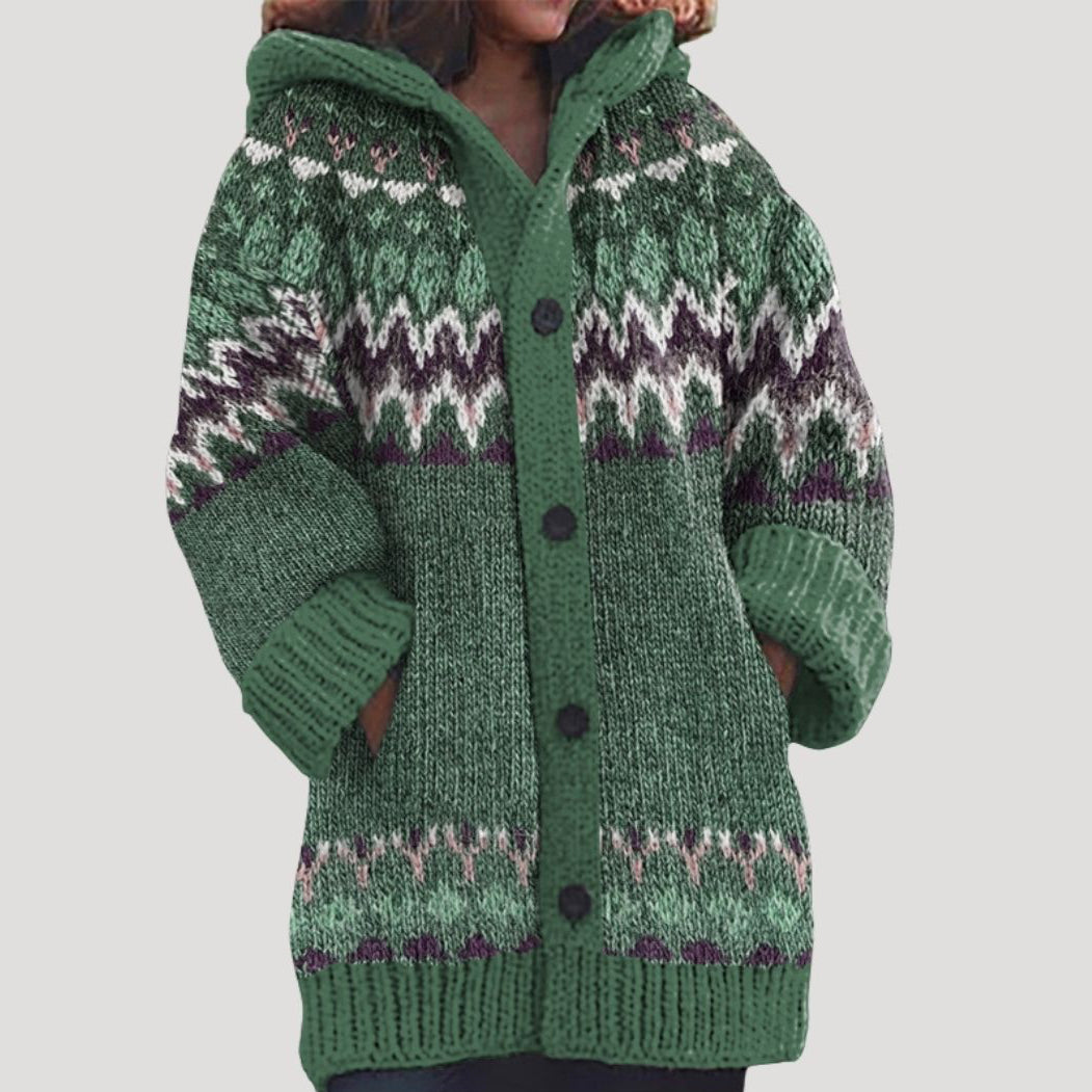 Women’s fair isle chunky knit patterned cardigan